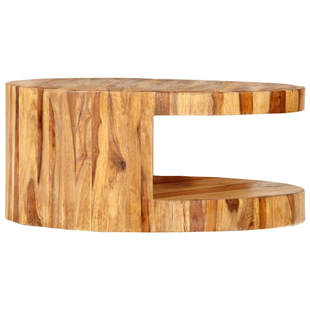Round Coffee Table 25.6"x11.8" Solid Sheesham Wood T64117