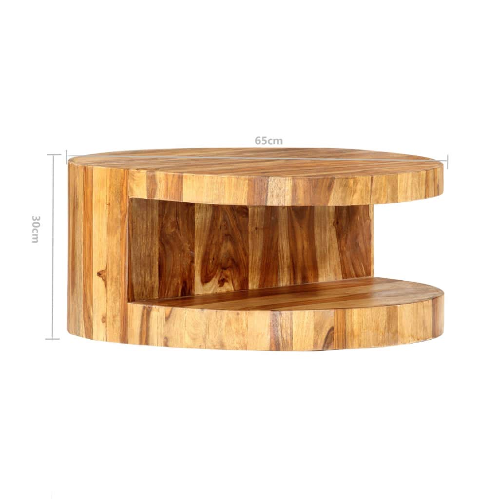 Round Coffee Table 25.6"x11.8" Solid Sheesham Wood T64117