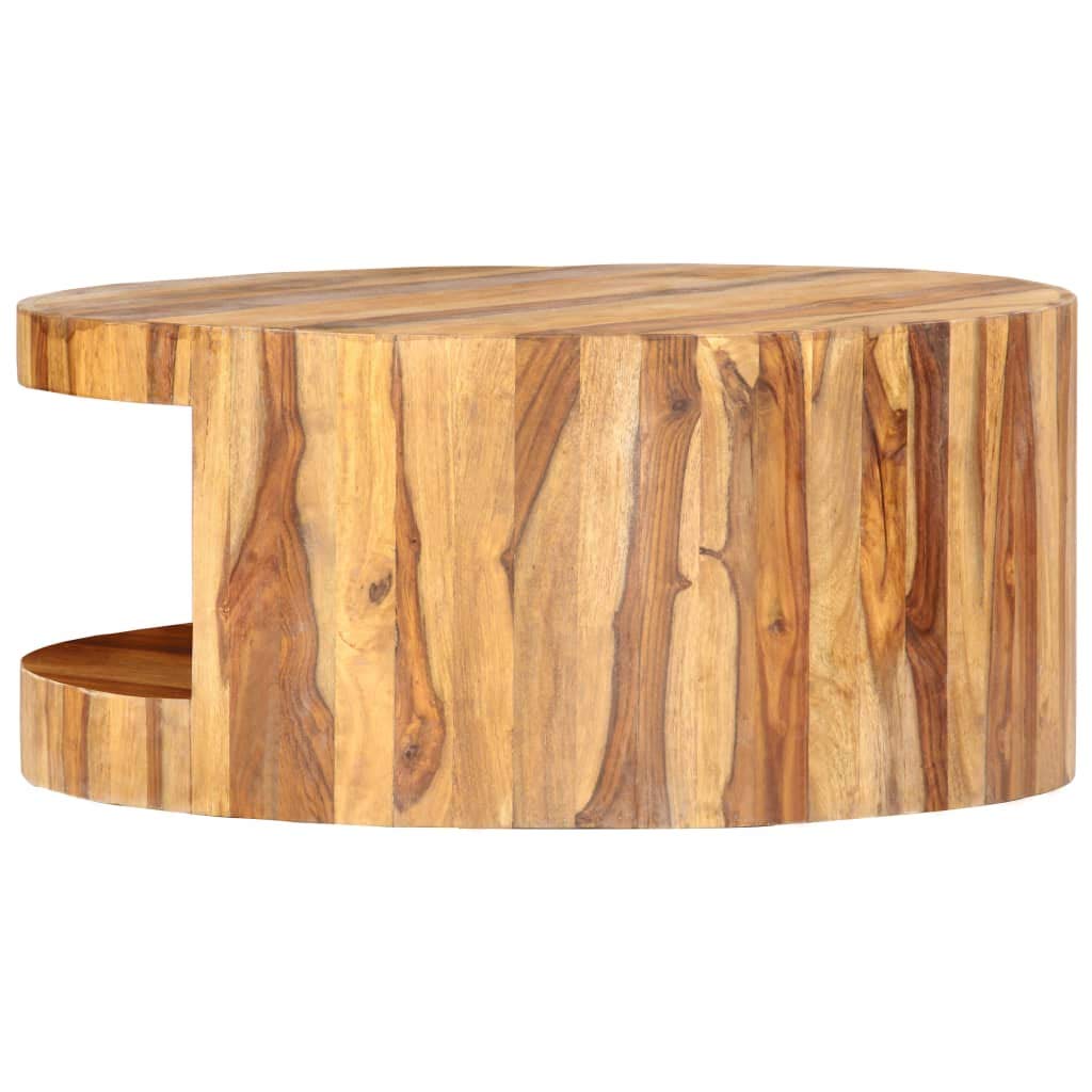 Round Coffee Table 25.6"x11.8" Solid Sheesham Wood T64117