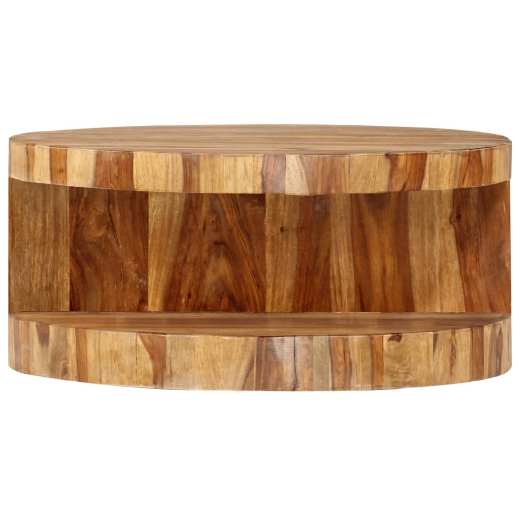 Round Coffee Table 25.6"x11.8" Solid Sheesham Wood T64117