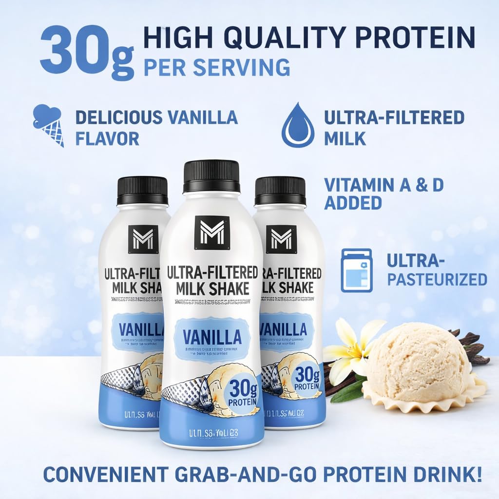 Vanilla Milk Shake, 12 Pack High Protein Shake, 30g Protein, 11.5 Fl Oz U194399