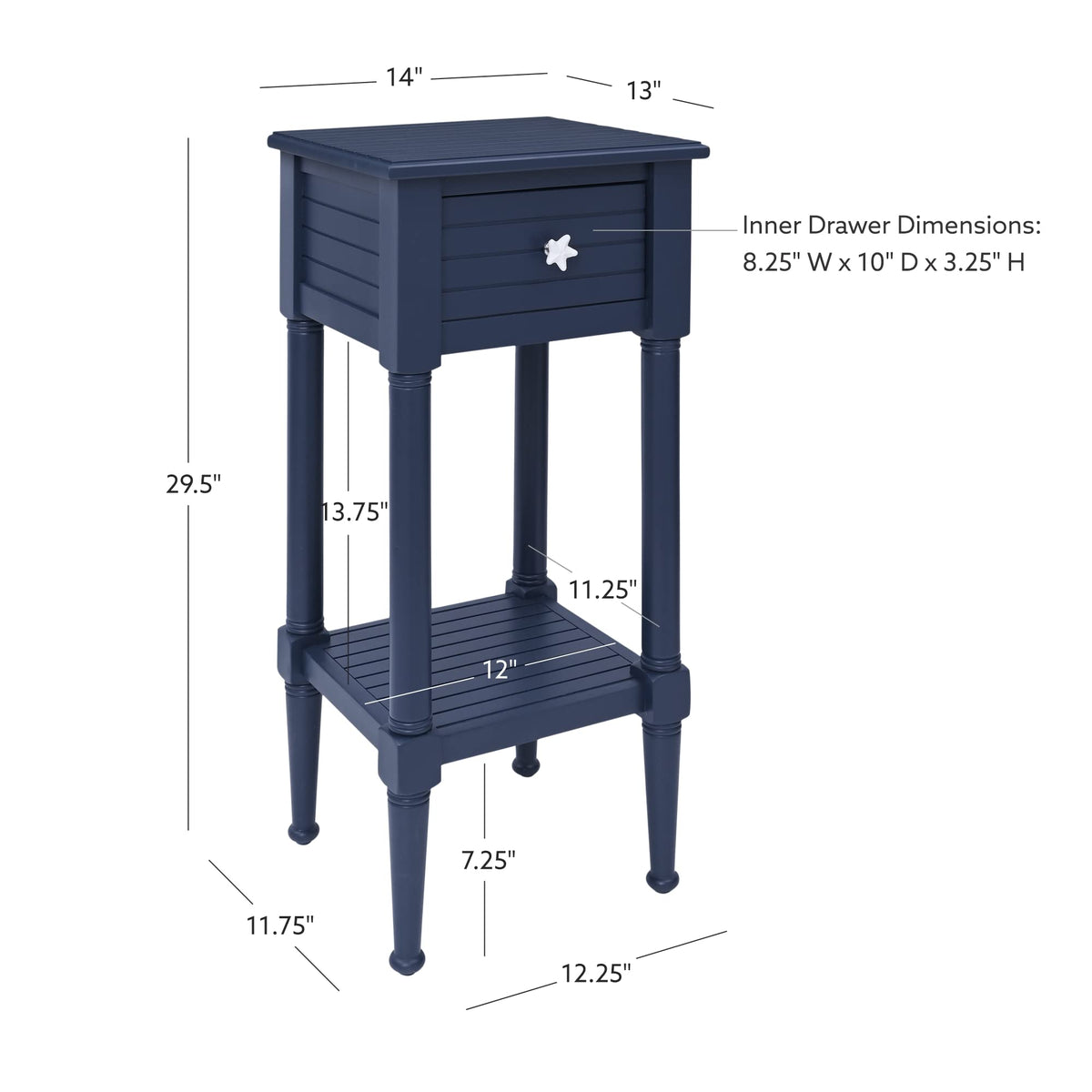Navy Small Accent Table with Storage W72114