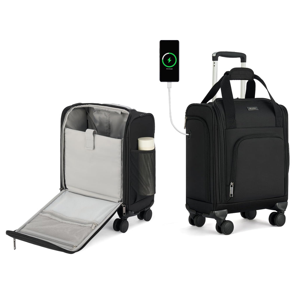 Black 16-inch Underseat Carry On Luggage with Wheels B9977