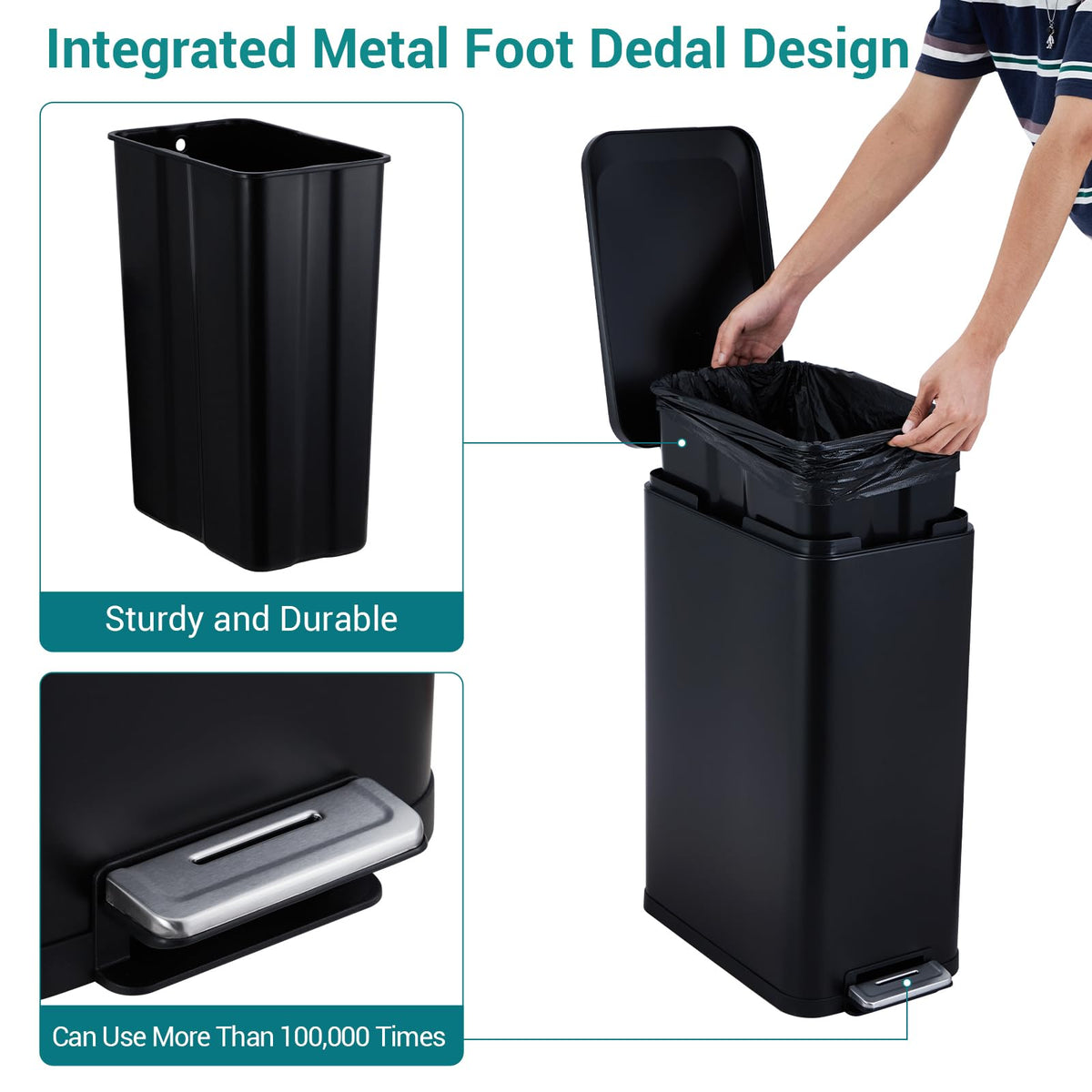 13 Gallon Stainless Steel Step Trash Can T332814