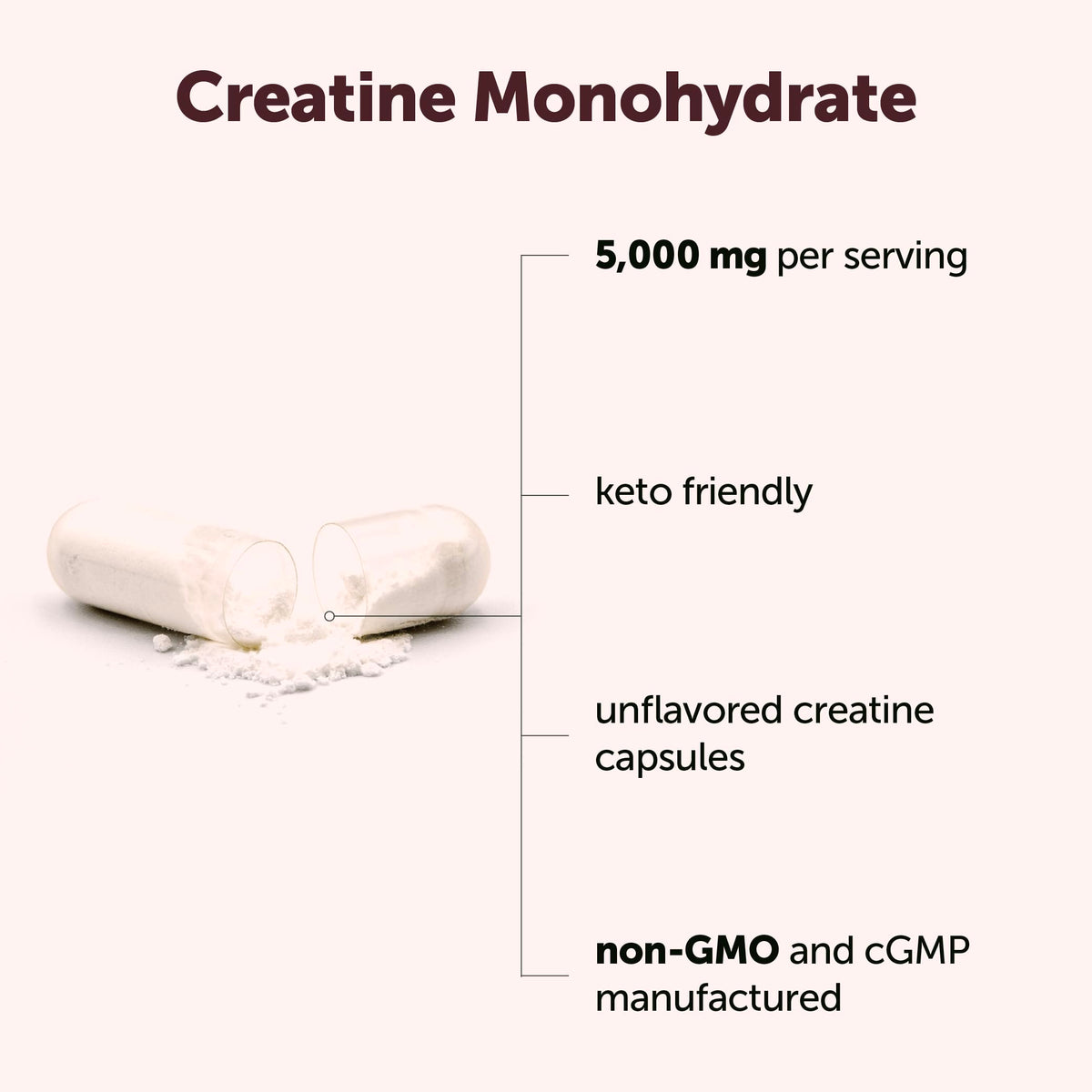 Micronized Unflavored Creatine Monohydrate 5,000mg 500 Capsules F2381