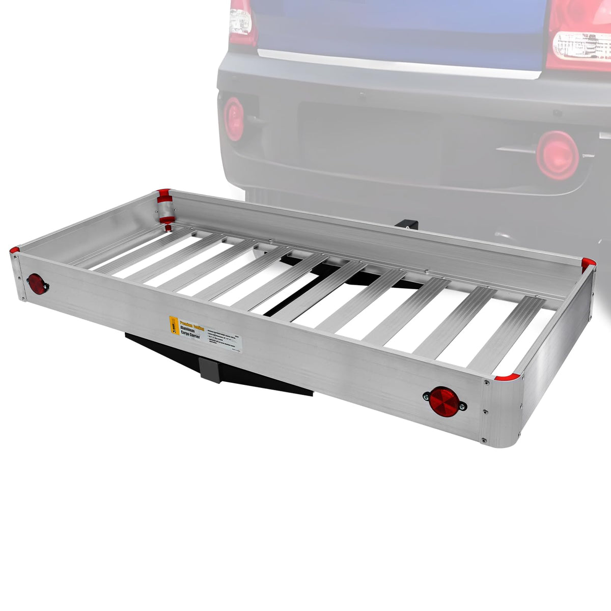 500-lb Capacity 50 inch x 22 inch Folding Aluminum Hitch Mount Cargo Carrier Basket H1737