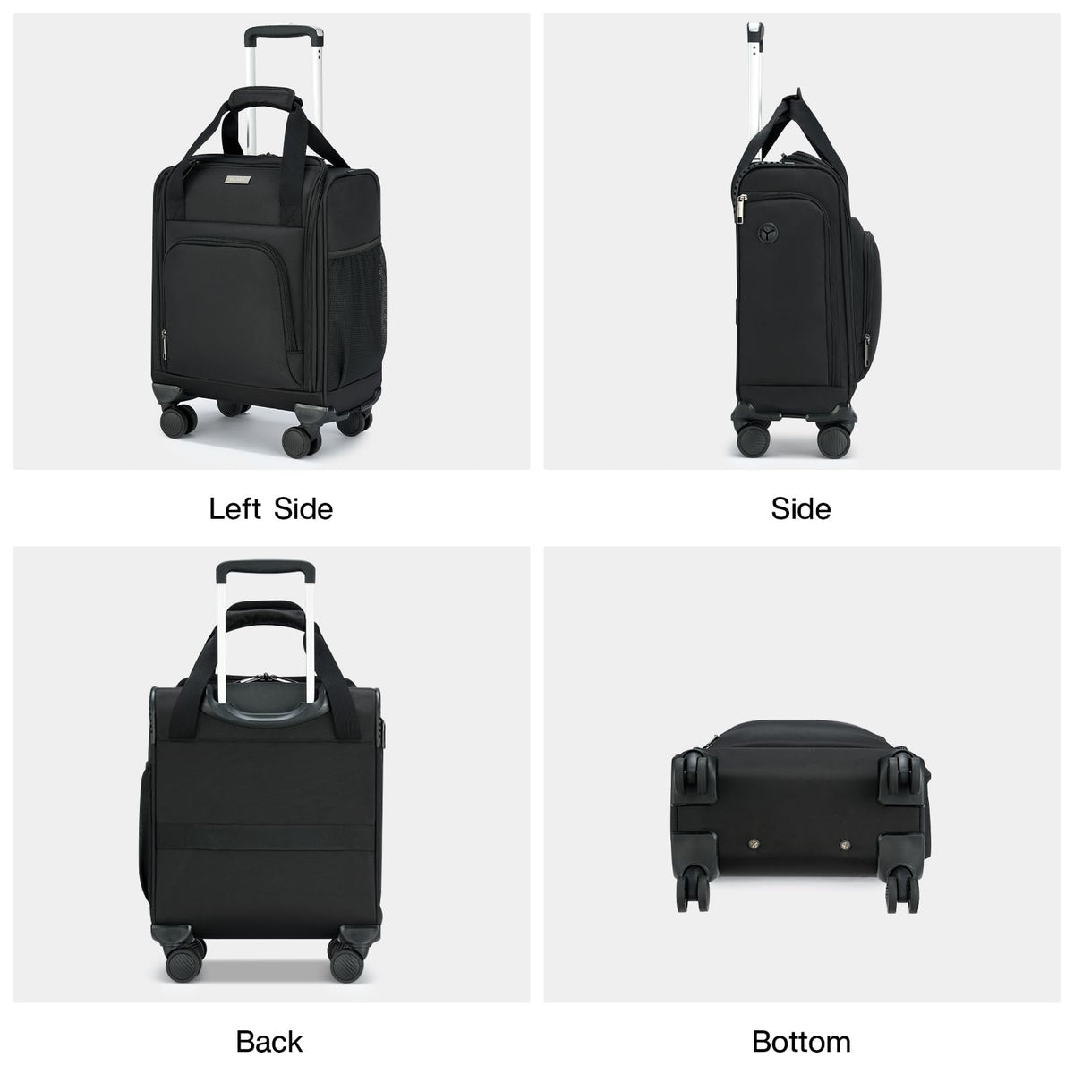 Black 16-inch Underseat Carry On Luggage with Wheels B9977