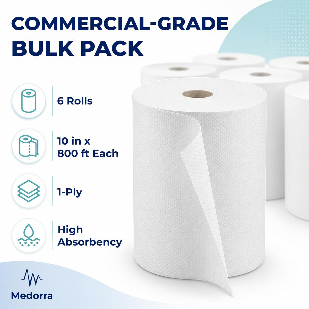 White Hardwound Paper Hand Roll Towel 6 Rolls E44676