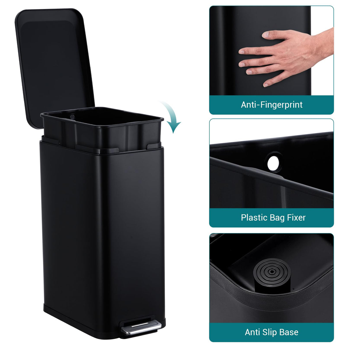 13 Gallon Stainless Steel Step Trash Can T332814