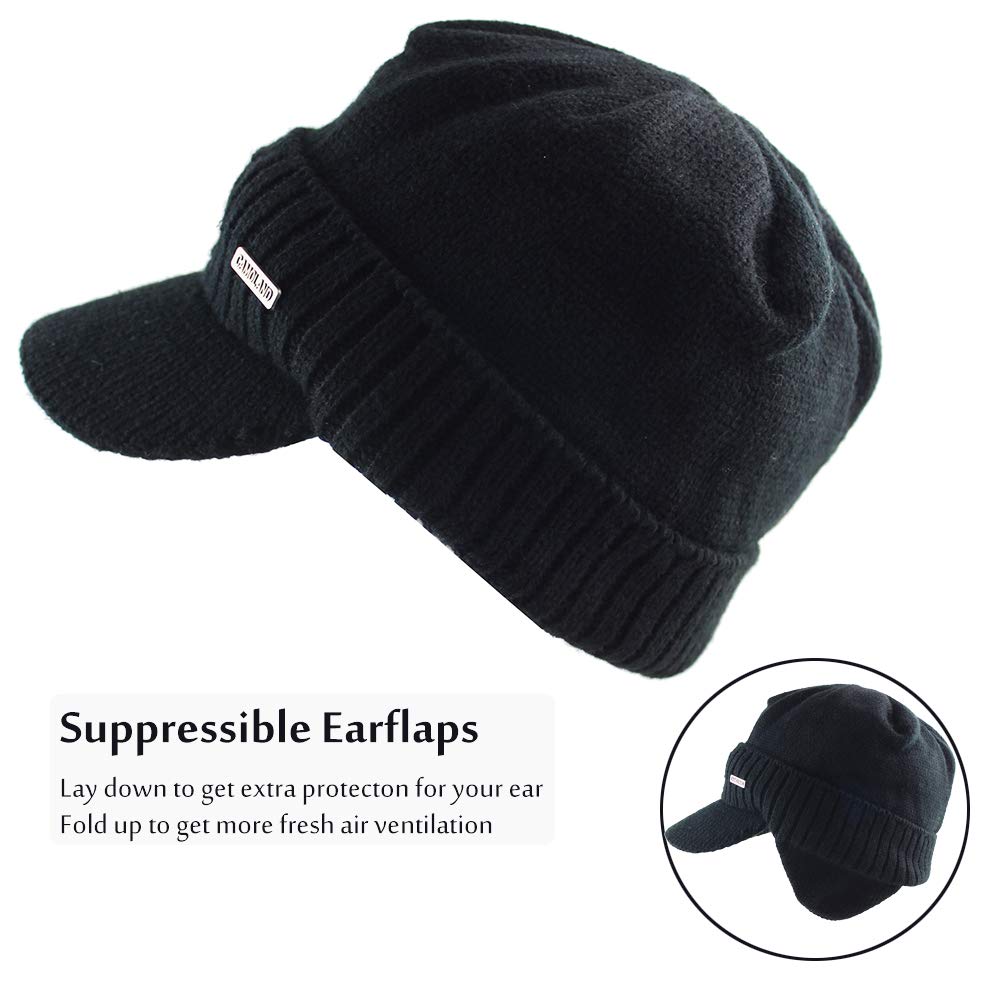 Fleece Beanie with Visor and Earflaps D2666