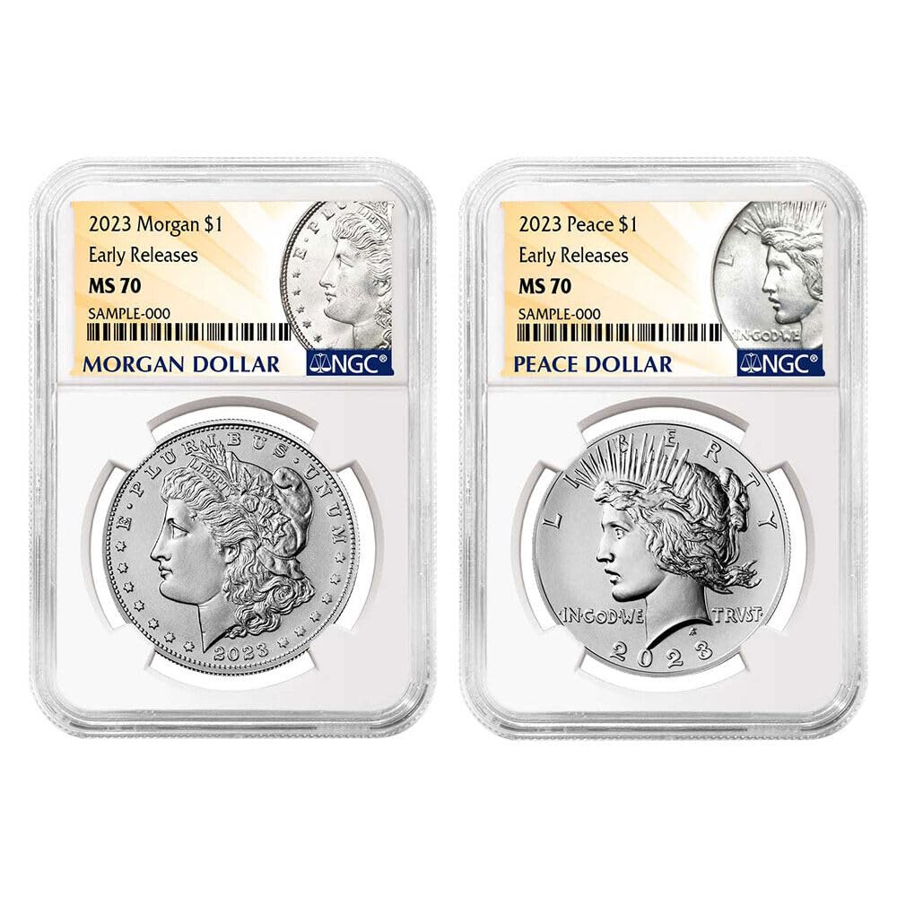 Morgan and Peace Silver Dollar 2pc Set N8412