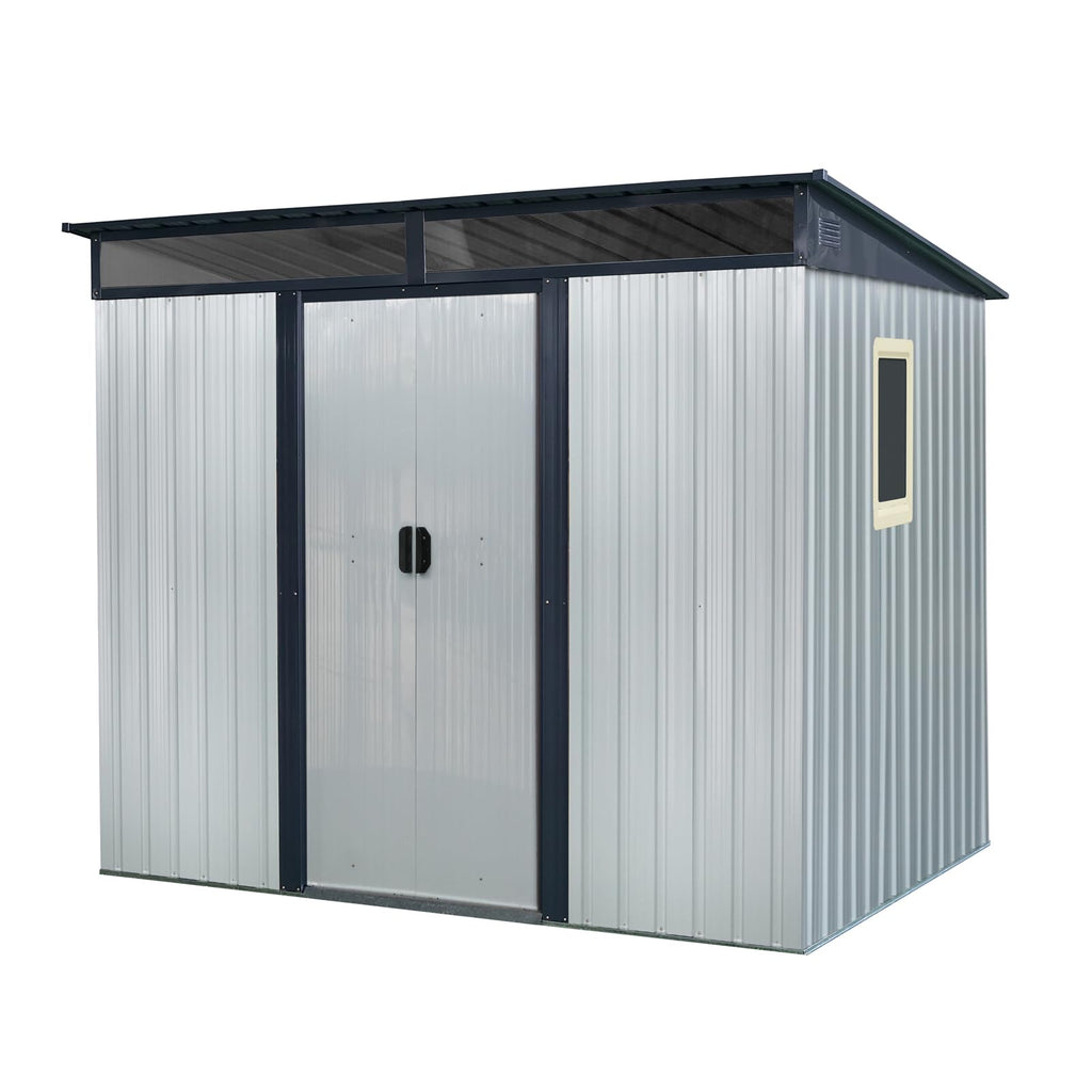 8 x 6 FT Metal Storage Shed with Lockable Sliding Doors E47038