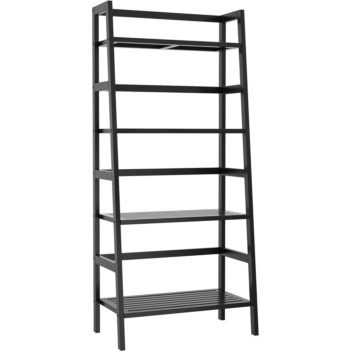 Black 4-Tier Bamboo Ladder Shelf T6168