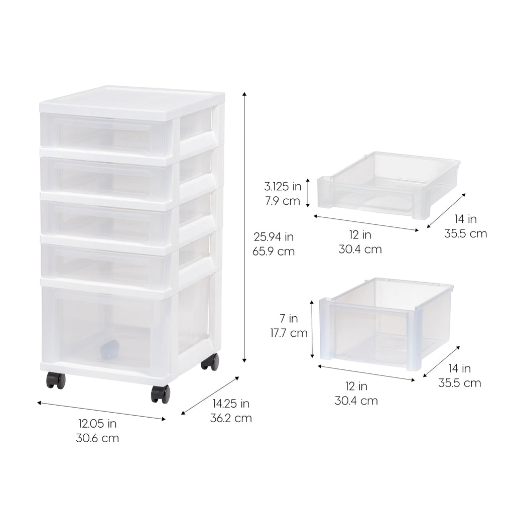 5 Drawer Rolling Storage Cart with Organizer Top F9644
