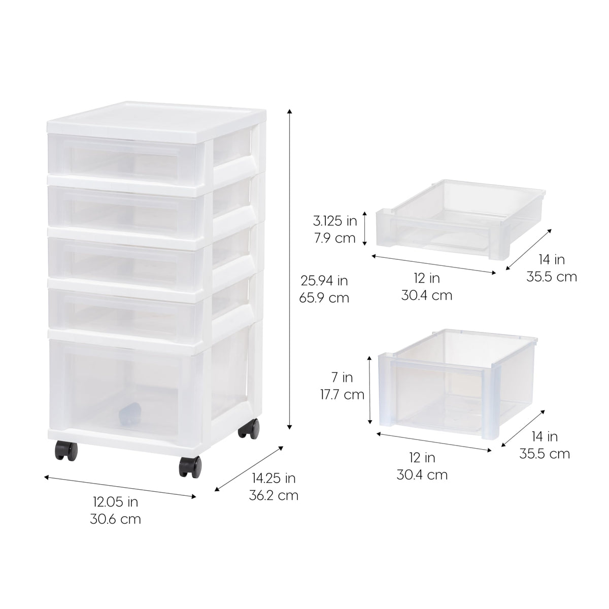 5 Drawer Rolling Storage Cart with Organizer Top F9644