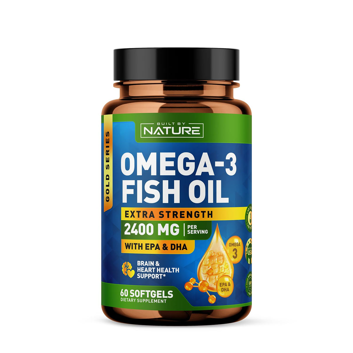 Omega 3 Fish Oil Soft Gels 2400 mg 60 Softgels T5791