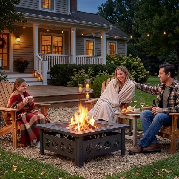 32 Inch Square Wood Burning Fire Pit Table B343240
