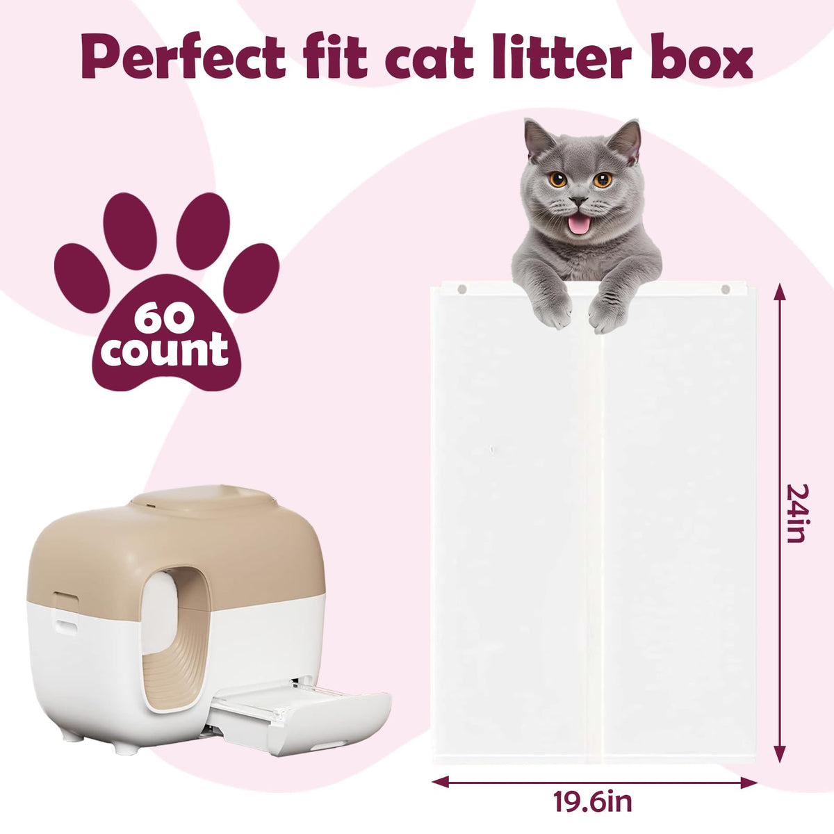 60pcs Cat Litter Box Liners S88948