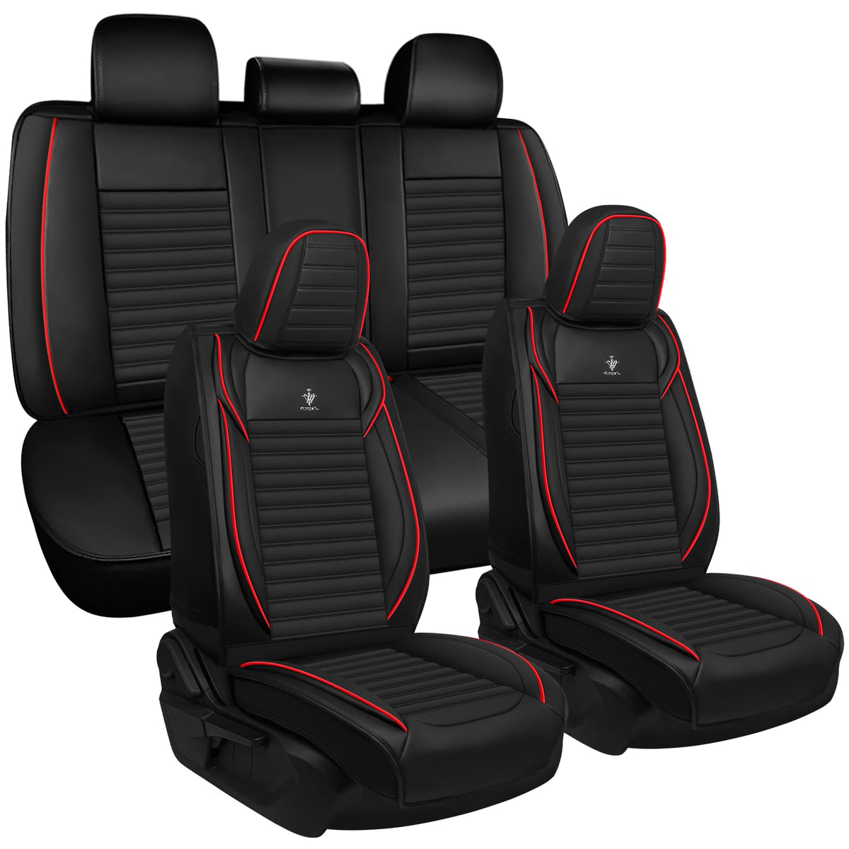 Custom Fit Seat Covers Full Set Black and Red M9343