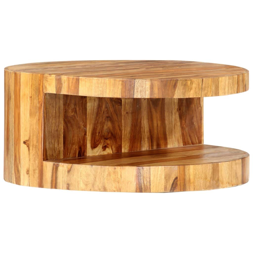 Round Coffee Table 25.6"x11.8" Solid Sheesham Wood T64117