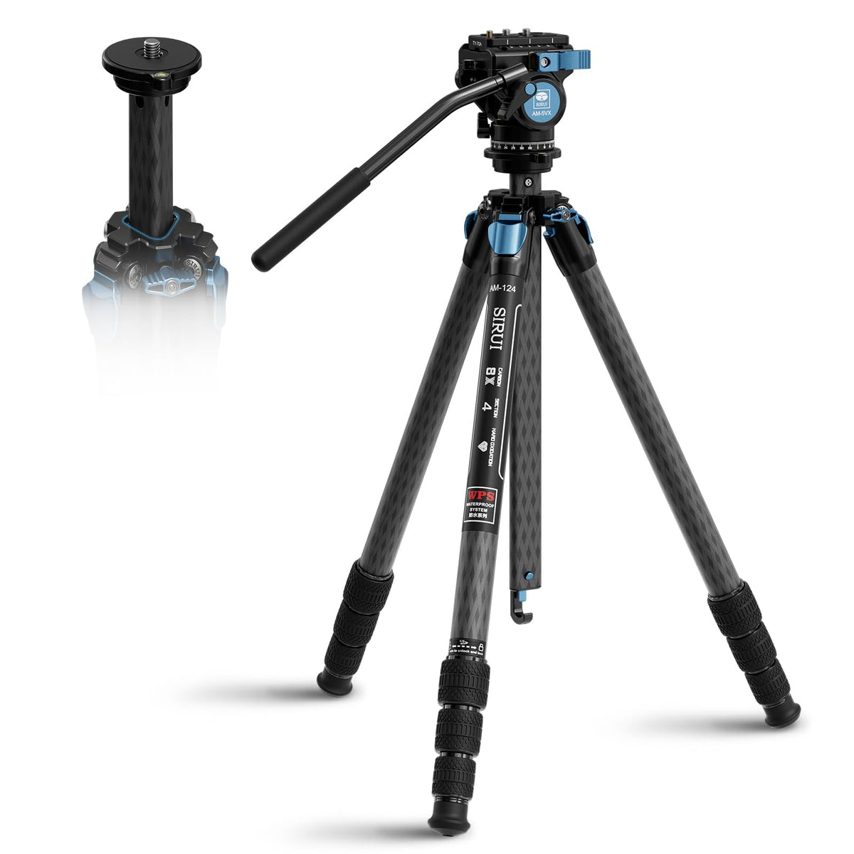 Carbon Fiber Camera Tripod with Fluid Head T806685