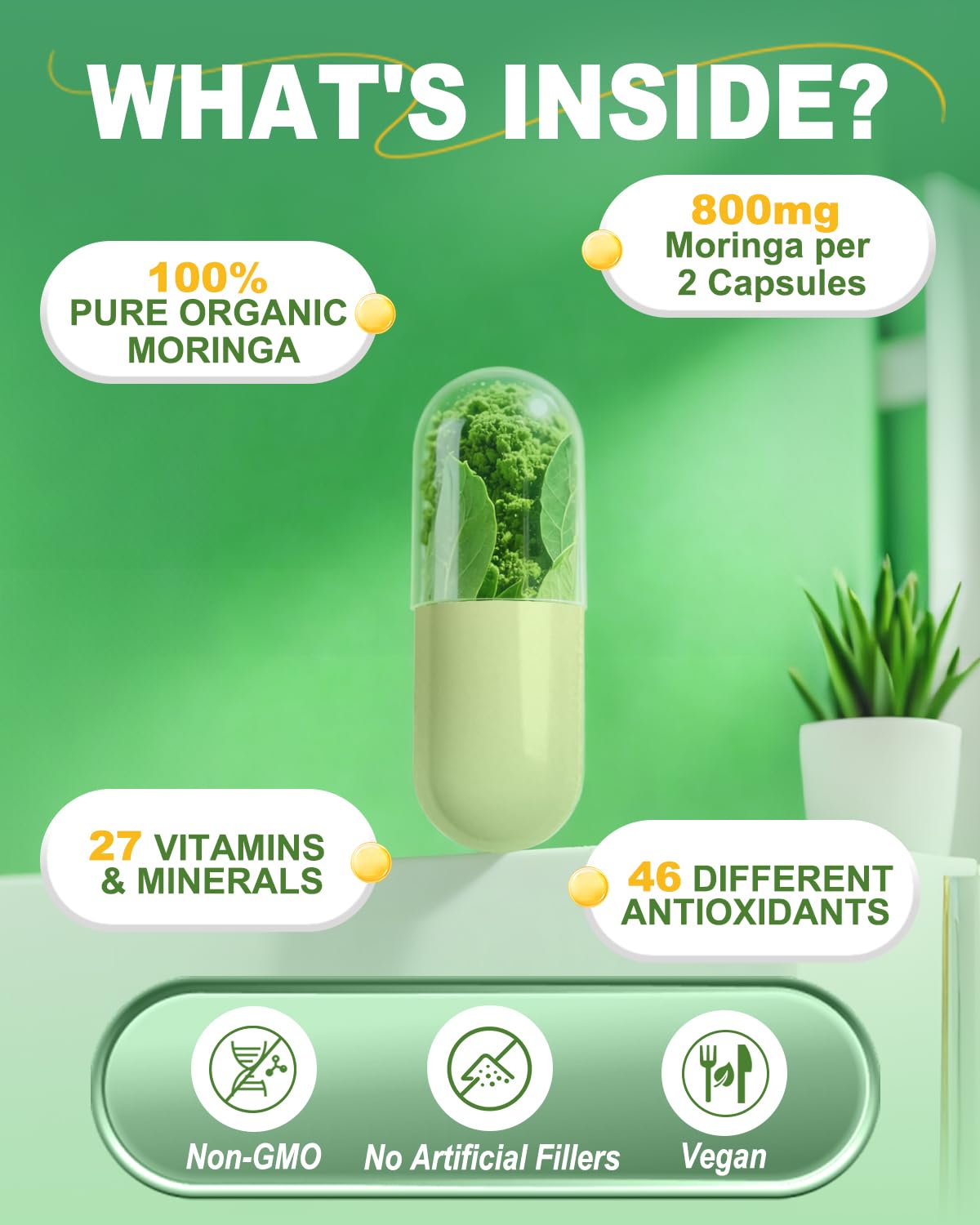 Moringa Capsules 800mg 60 Vegan Capsules I135