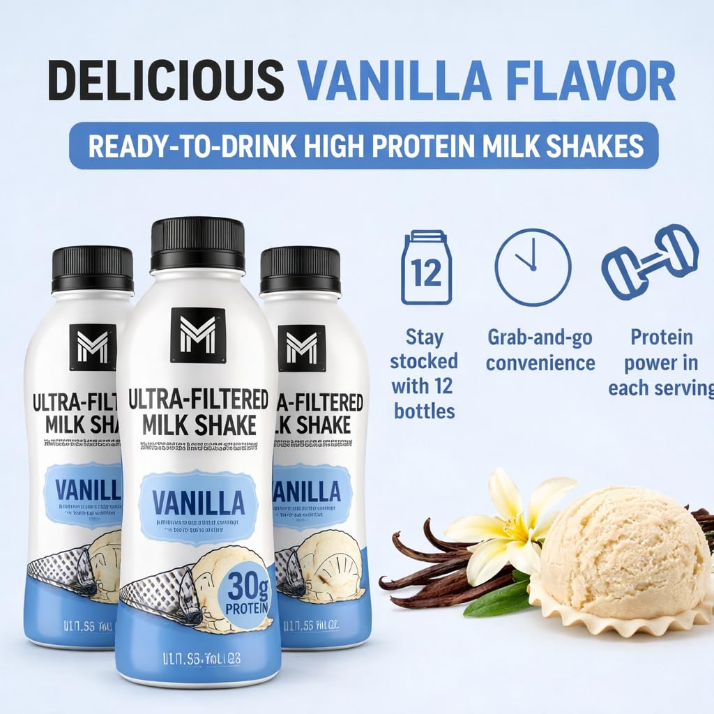 Vanilla Milk Shake, 12 Pack High Protein Shake, 30g Protein, 11.5 Fl Oz U194399