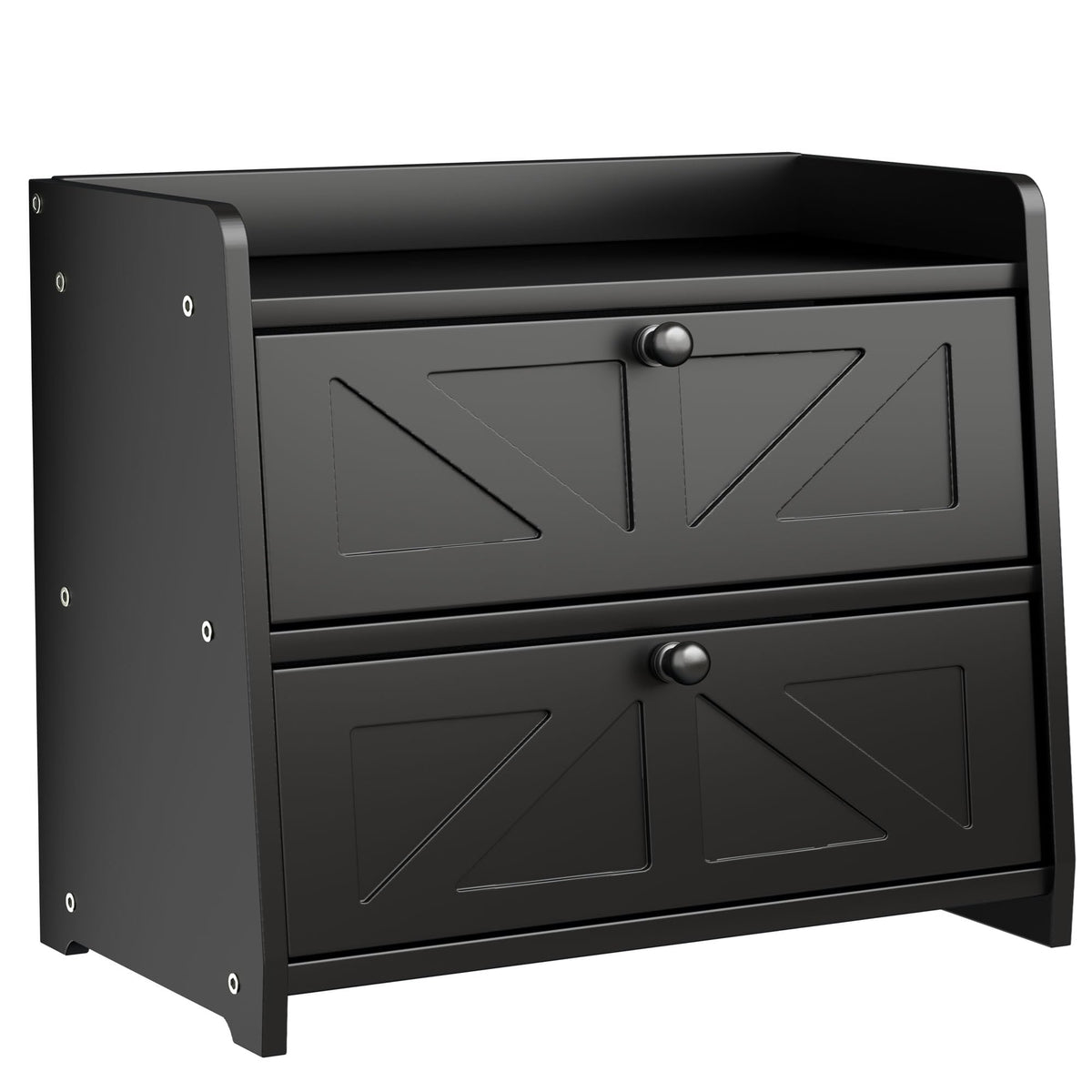 Black Double Layer Wooden Bread Box M5529