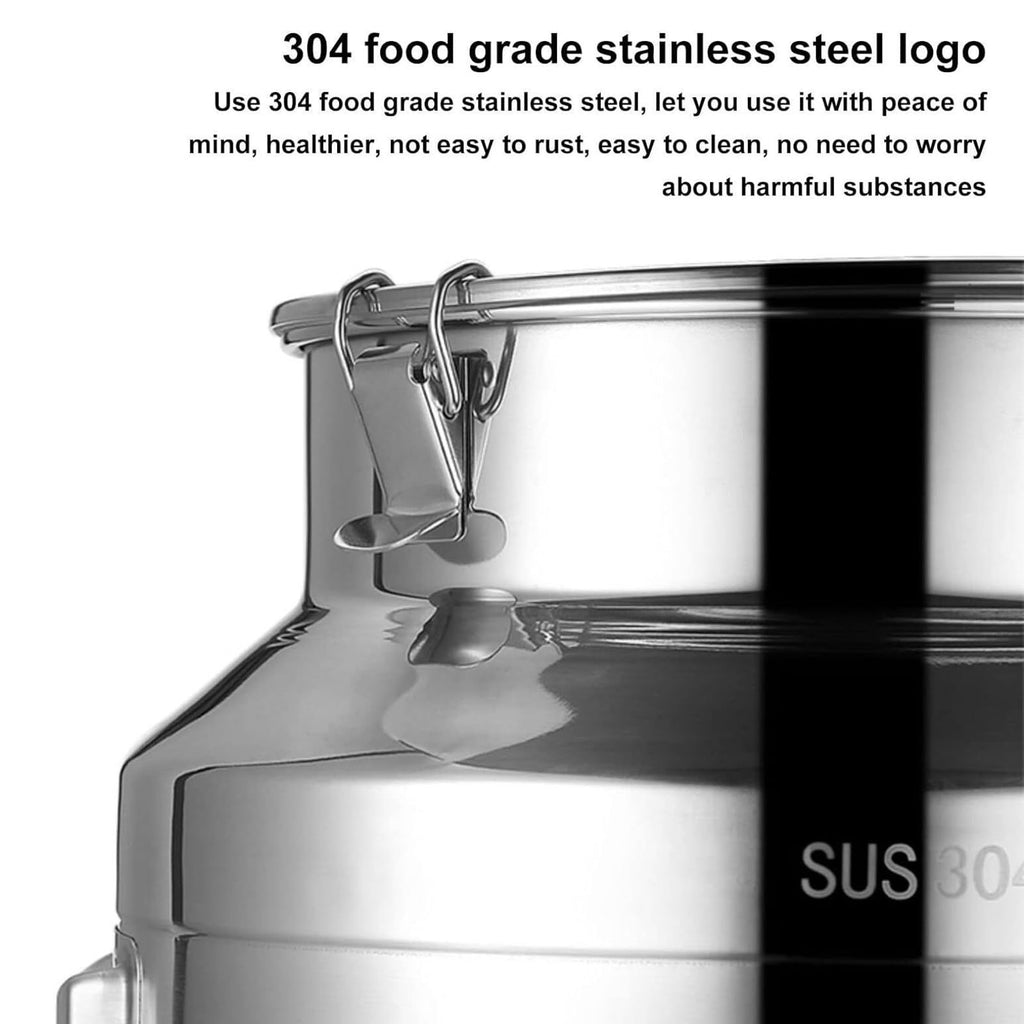 304 Stainless Steel Airtight Food Storage Container with Lid Faucet and Handles F326635