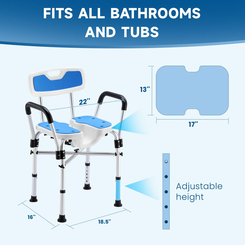 U-Shaped Shower Chair with Arms & Back I30957