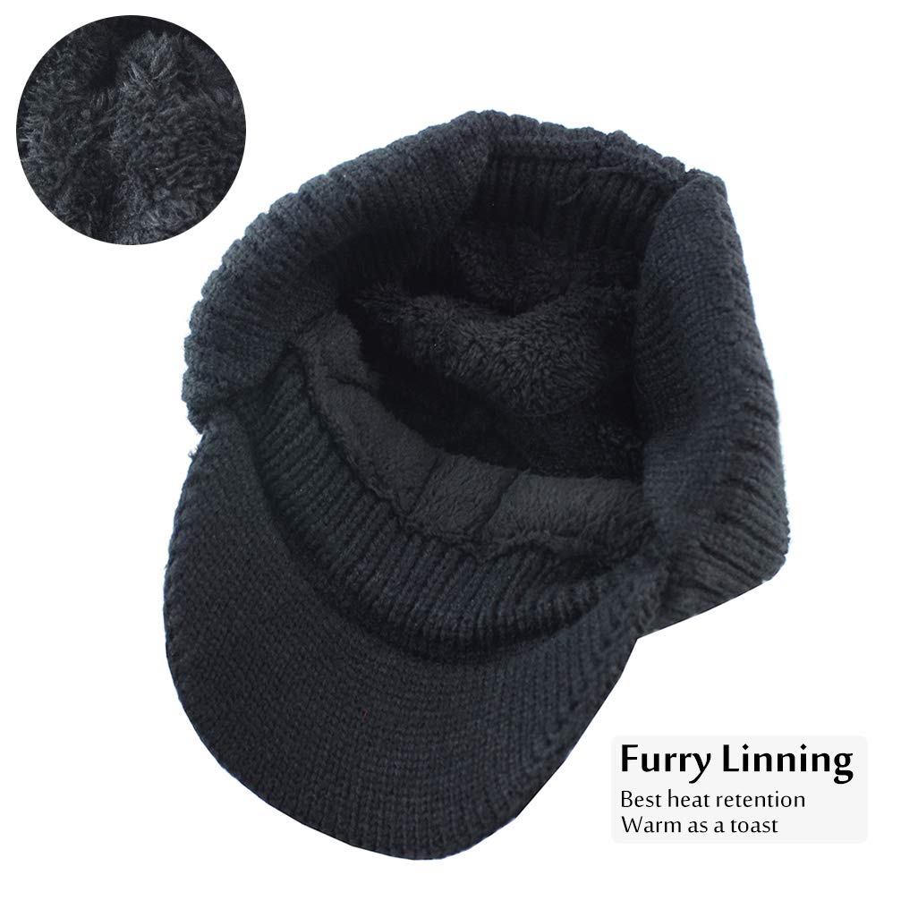 Fleece Beanie with Visor and Earflaps D2666