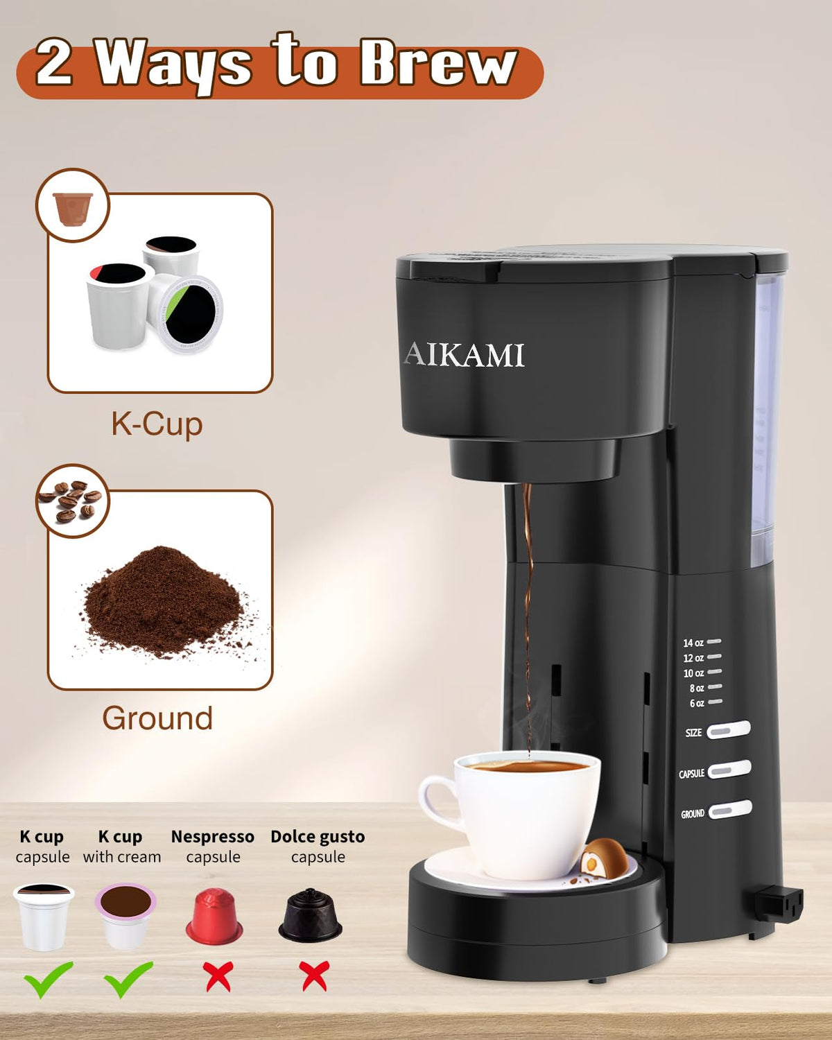 4 IN 1 Single Serve Coffee Maker with Milk Frother and Coffee Grinder U76391