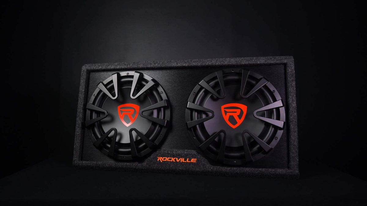 Dual 12" Slim Vented Powered Car Subwoofer Enclosure R3135
