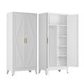 Metal Wardrobe Closet with Doors, 71'' Tall Steel Armoire with Shelves C76329
