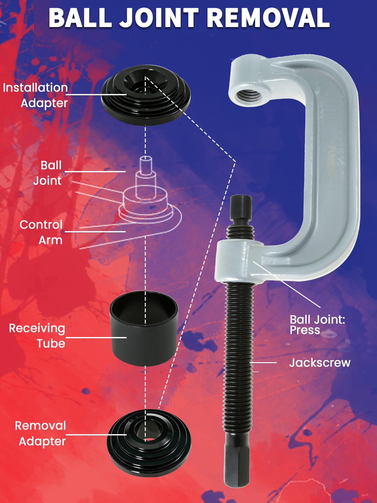 10 pcs Ball Joint Press & U Joint Removal Tool Kit with 4 * 4 Adapters H48957