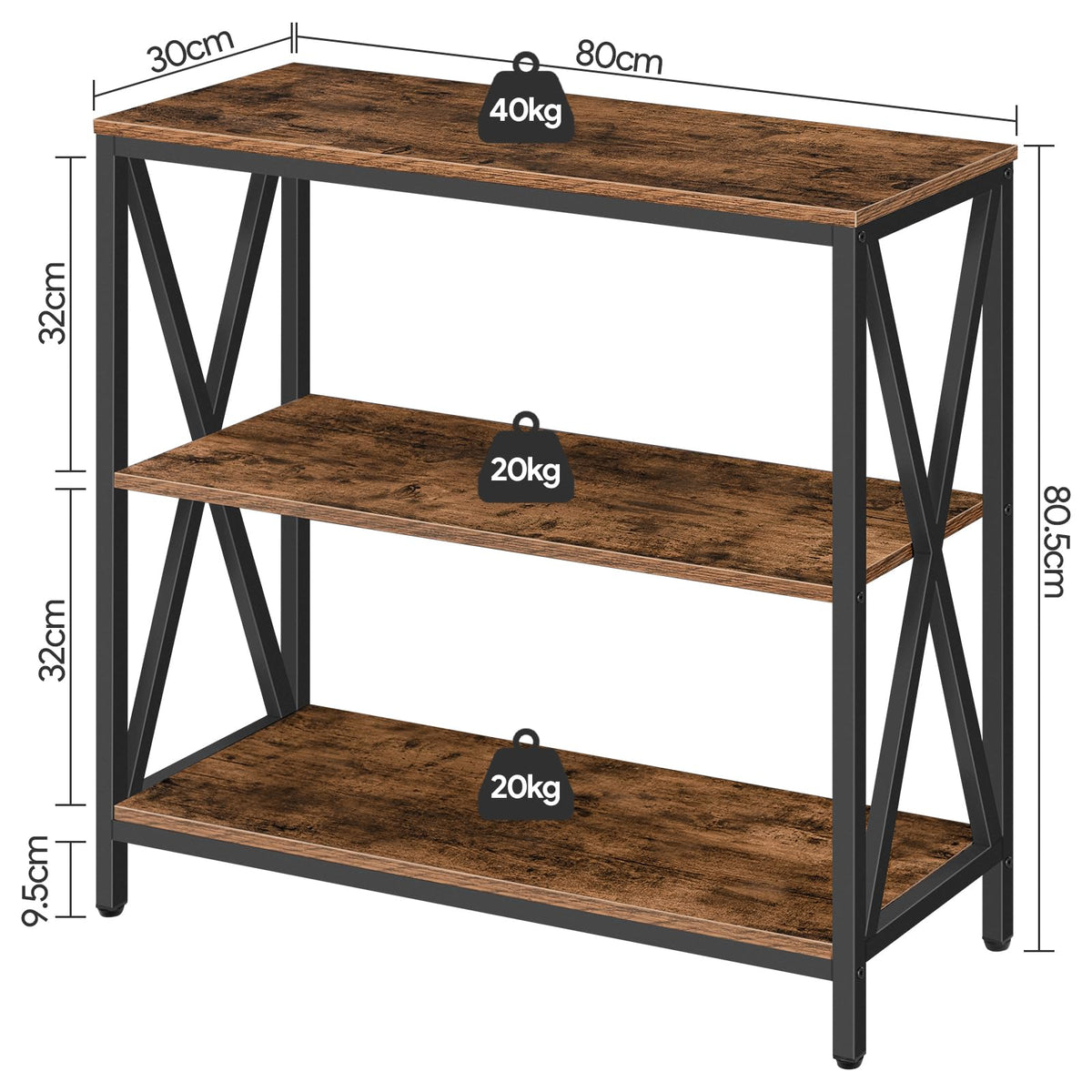 31.5" 3-Tier Console Table M64291