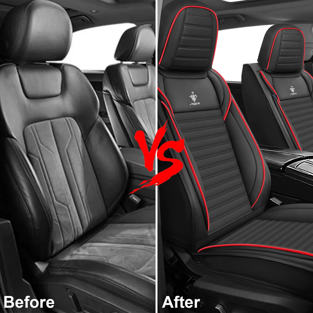 Custom Fit Seat Covers Full Set Black and Red M9343