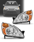 Headlamp Assembly with Chrome Housing Amber Reflector Driver and Passenger Sides F9896