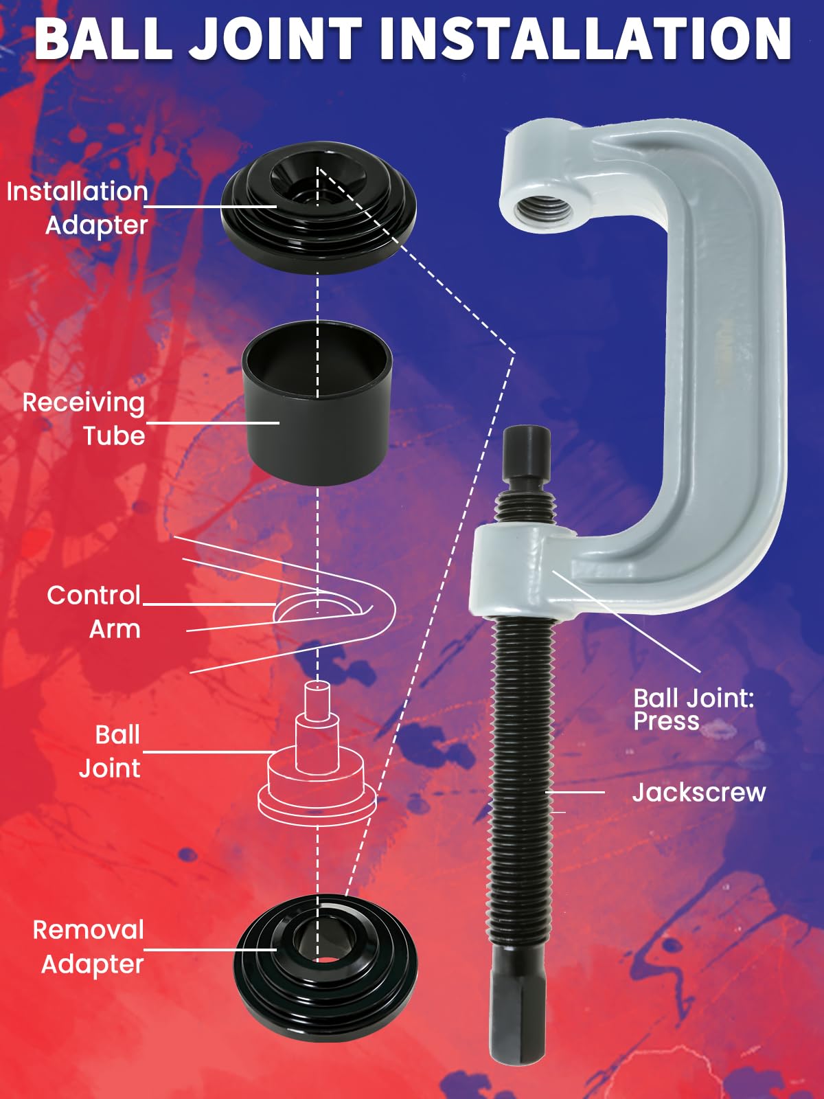 10 pcs Ball Joint Press & U Joint Removal Tool Kit with 4 * 4 Adapters H48957