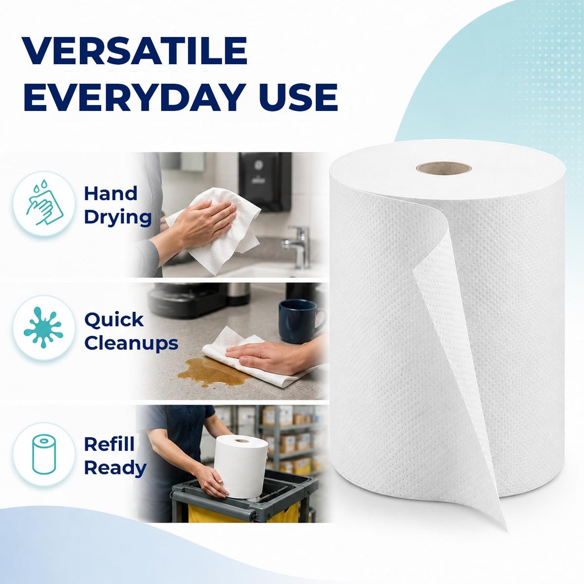White Hardwound Paper Hand Roll Towel 6 Rolls E44676