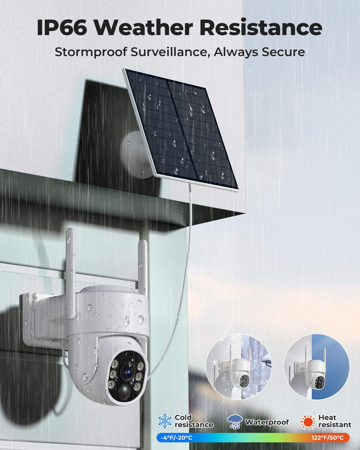 Wireless Outdoor Security Cameras 4MP Solar Powered 360°PTZ D688