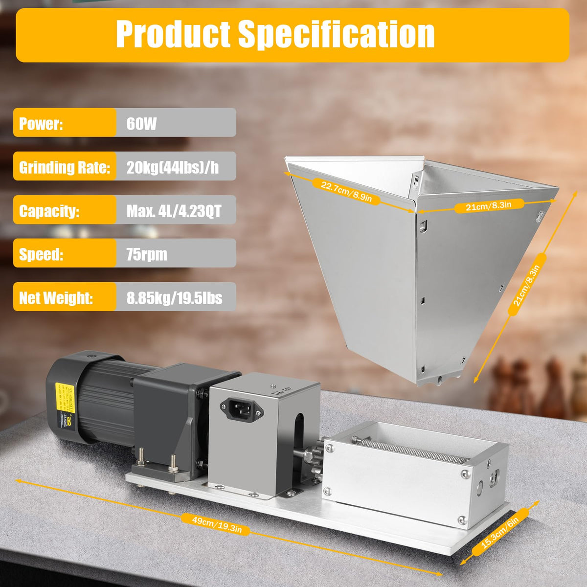 110V 60W Stainless Steel Grain Mill P735620