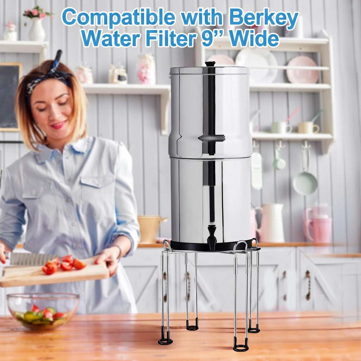10" Diameter 8" Tall Stainless Steel Gravity Fed Water Filter Stand X322