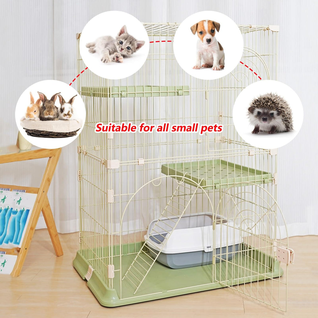 3/4-Tier Wire Cat Cage Playpen Kennel with Hammock I758903