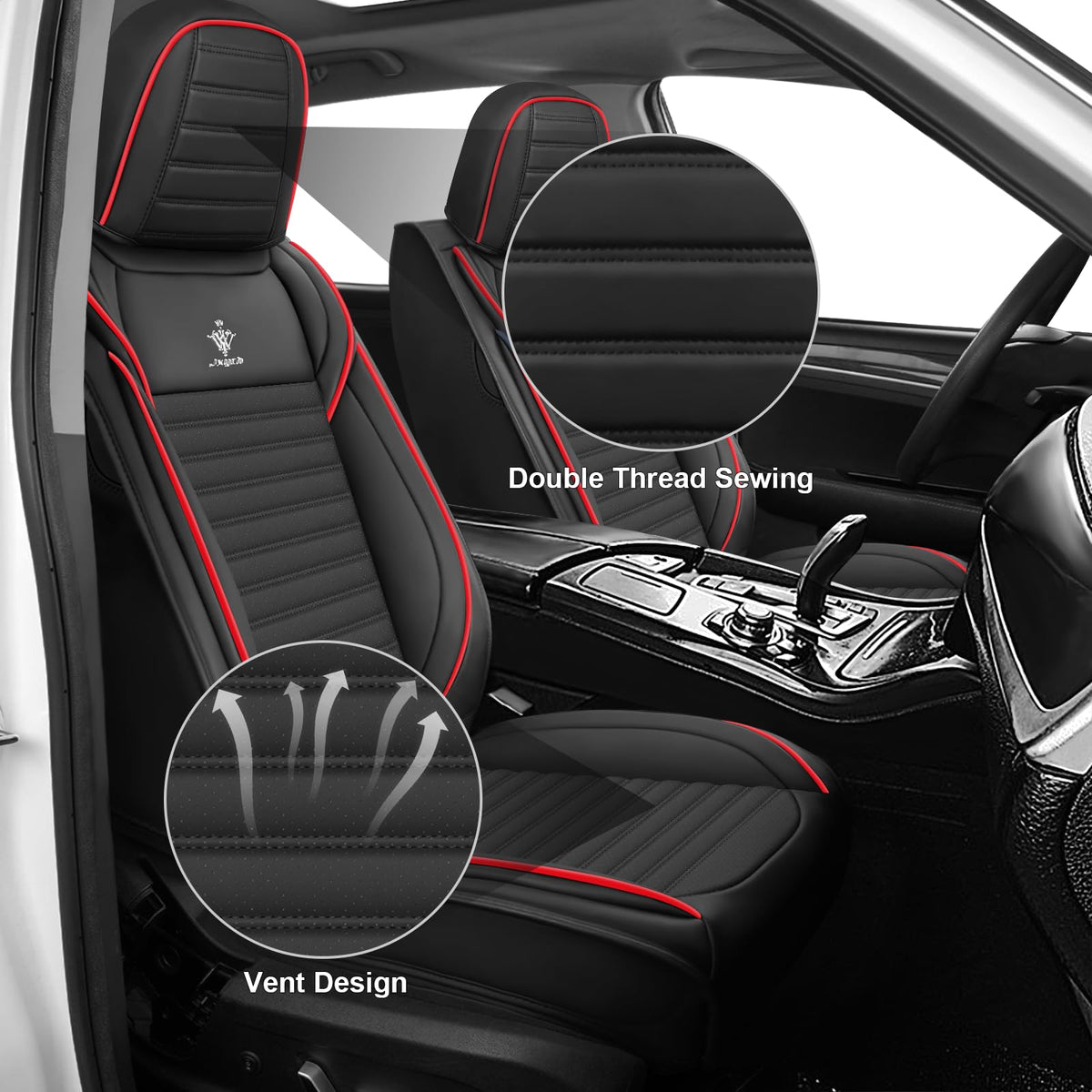 Custom Fit Seat Covers Full Set Black and Red M9343