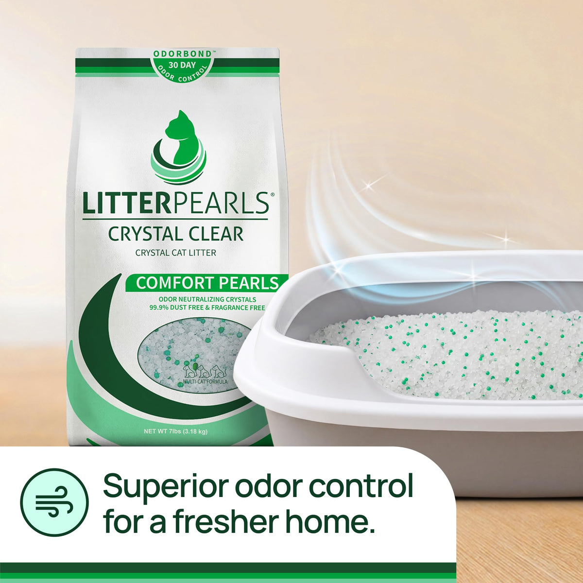 Unscented Non-Clumping Crystal Cat Litter, 7 lb F5783