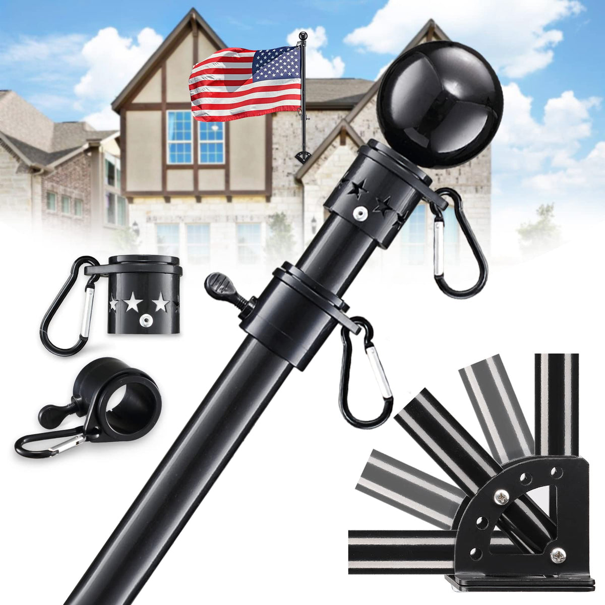 6ft Tangle Free Spinning Flag Pole Kit H717915