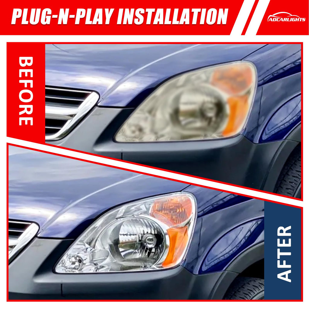 Headlamp Assembly with Chrome Housing Amber Reflector Driver and Passenger Sides F9896