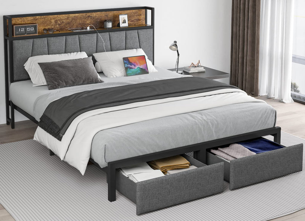 Full Size Storage Bed Frame with Headboard X12442