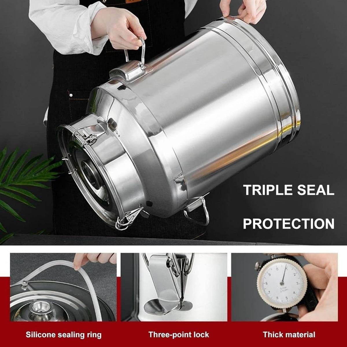 304 Stainless Steel Airtight Food Storage Container with Lid Faucet and Handles F326635